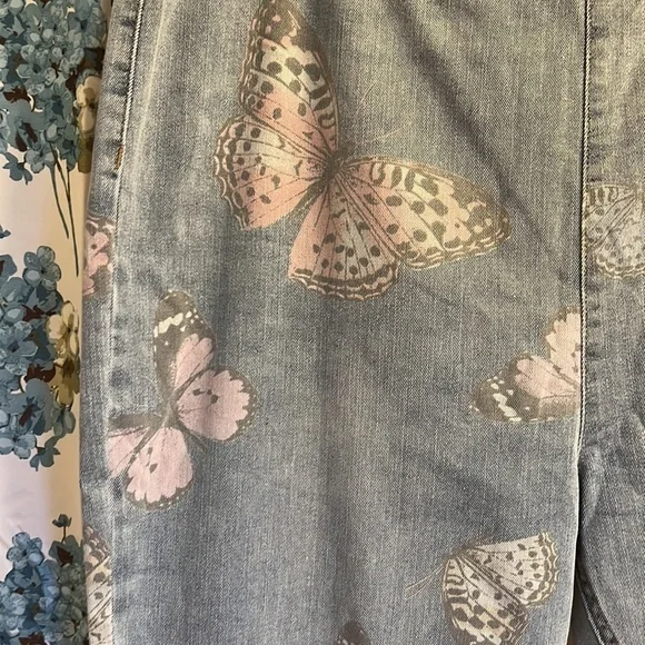 Butterfly retro wide leg stretchy jeans - Picture 4 of 11